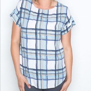 White/Blue Plaid Magnolia Blous